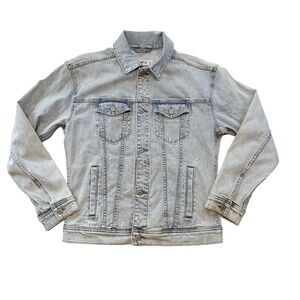 Hollister Men Size M Denim Jean Jacket Blue Light Wash Relaxed Fit Casual NWT